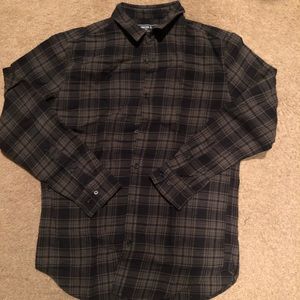 Patterned dark green and black flannel